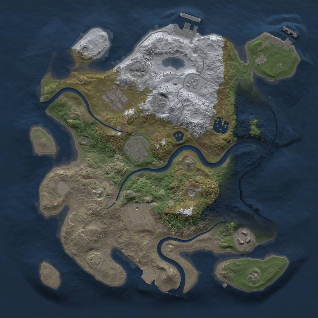 Rust Map: Procedural Map, Size: 3000, Seed: 1234375259, 12 Monuments