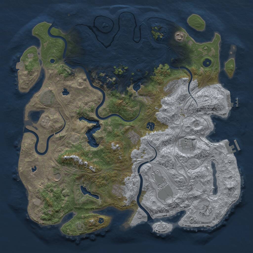 Rust Map: Procedural Map, Size: 4500, Seed: 869964043, 17 Monuments