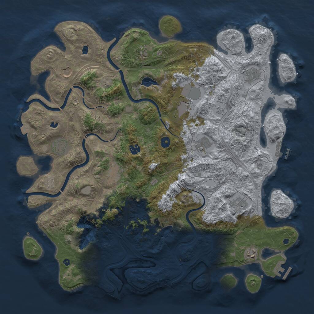 Rust Map: Procedural Map, Size: 4500, Seed: 2014448841, 17 Monuments