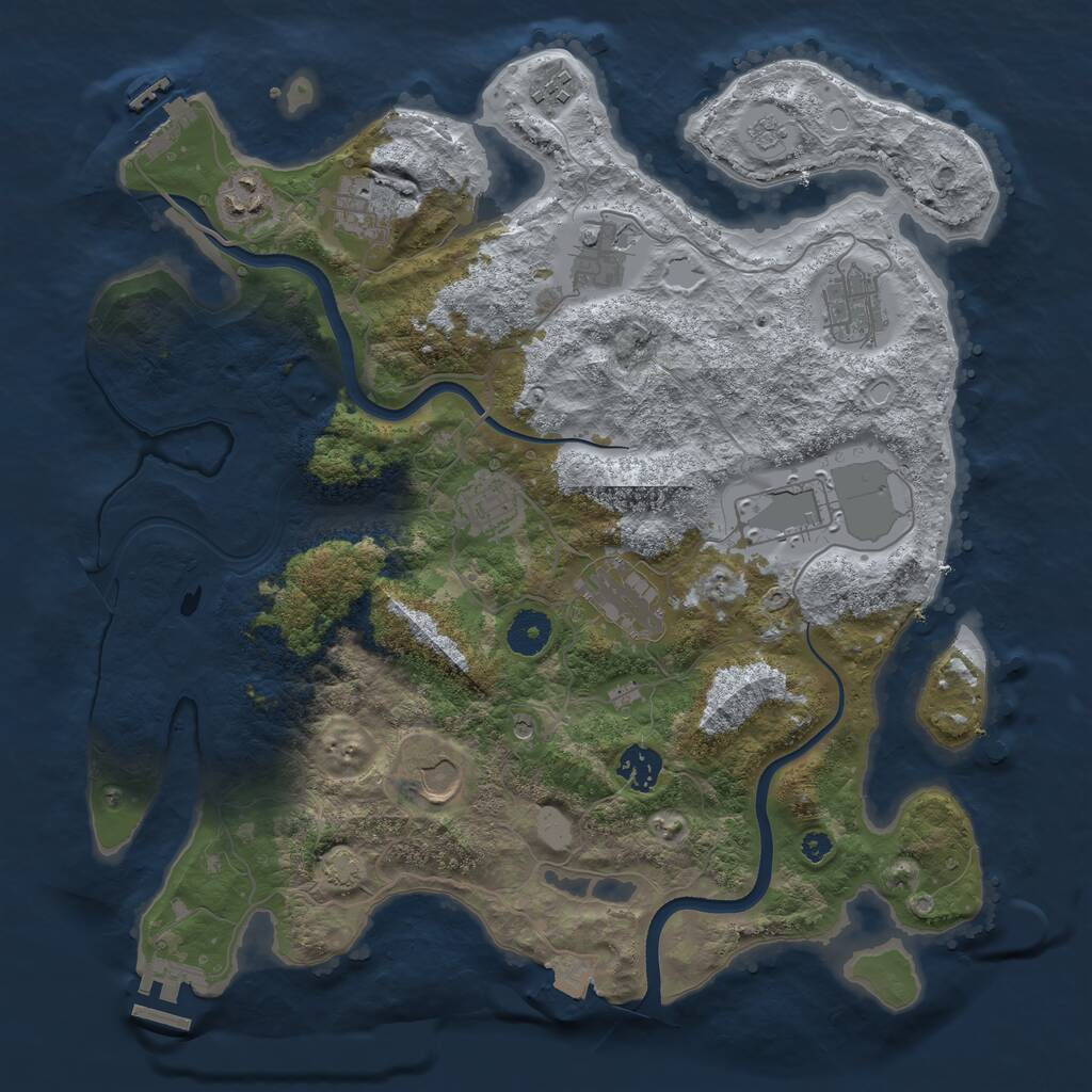 Rust Map: Procedural Map, Size: 3700, Seed: 747661415, 16 Monuments