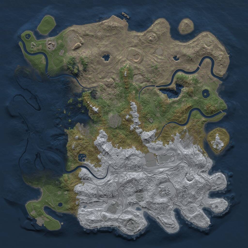 Rust Map: Procedural Map, Size: 4500, Seed: 1212468581, 17 Monuments