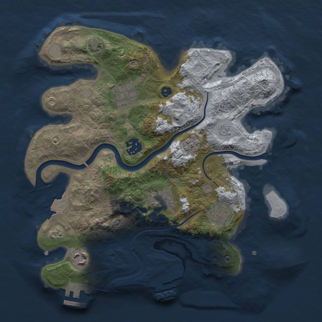 Rust Map: Procedural Map, Size: 3000, Seed: 300284046, 12 Monuments