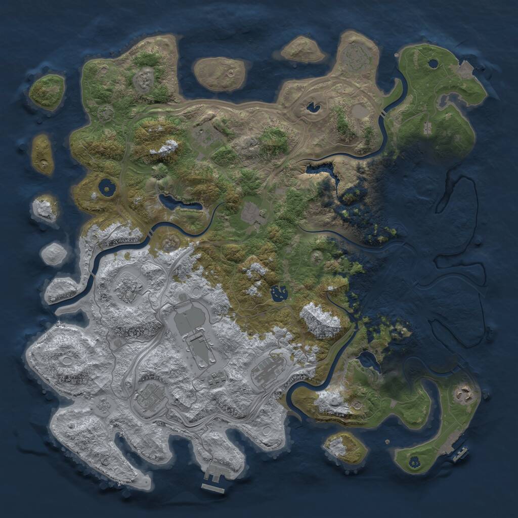 Rust Map: Procedural Map, Size: 4500, Seed: 849199568, 16 Monuments