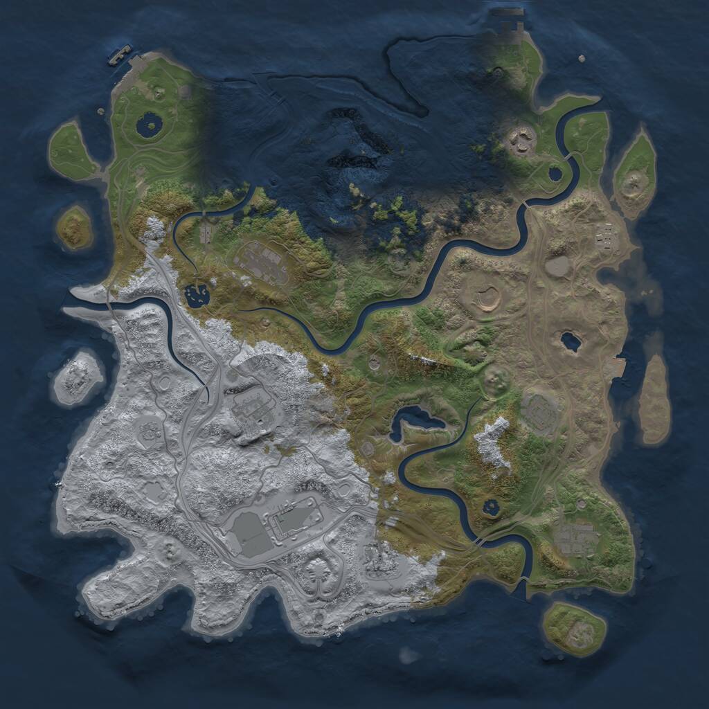 Rust Map: Procedural Map, Size: 4250, Seed: 390877973, 16 Monuments