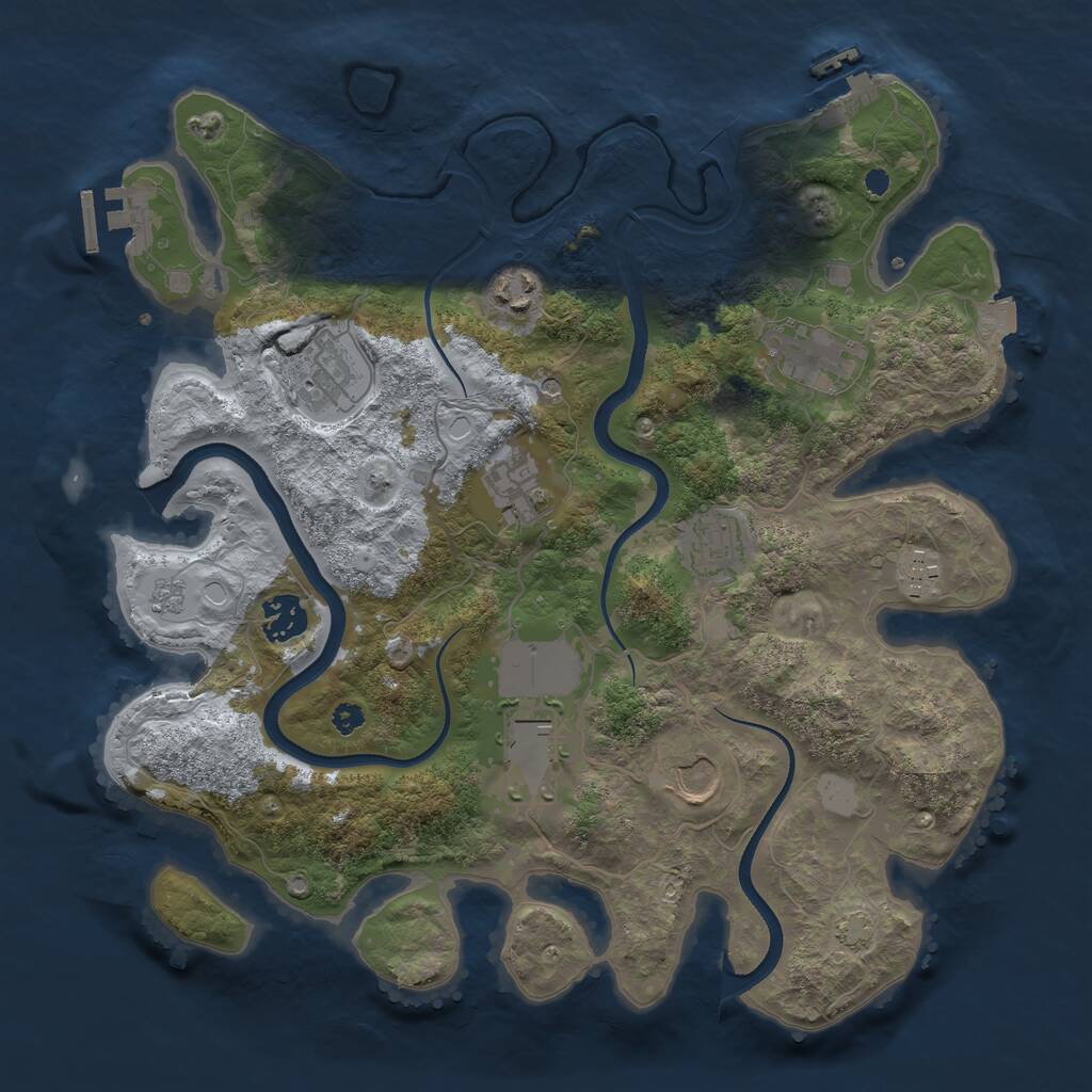 Rust Map: Procedural Map, Size: 3500, Seed: 428446551, 15 Monuments