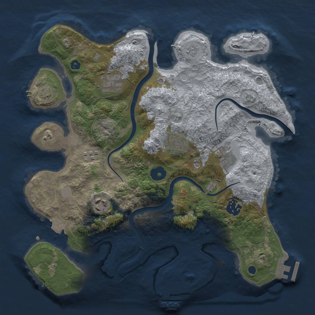 Rust Map: Procedural Map, Size: 3200, Seed: 1057007616, 12 Monuments