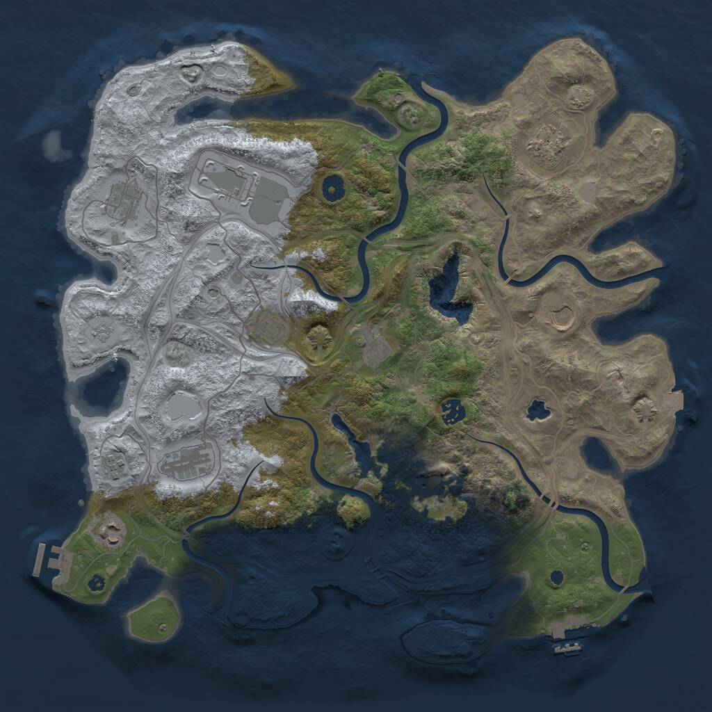 Rust Map: Procedural Map, Size: 4250, Seed: 327948063, 17 Monuments