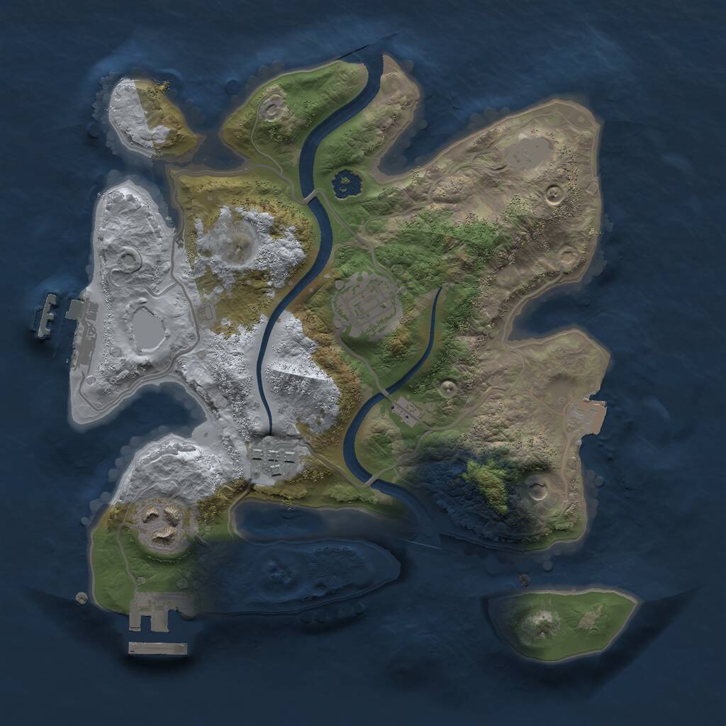 Rust Map: Procedural Map, Size: 2500, Seed: 483764840, 7 Monuments