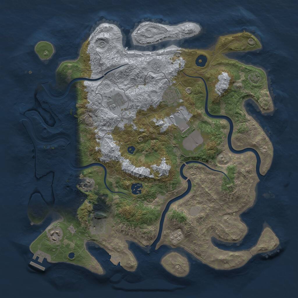 Rust Map: Procedural Map, Size: 3800, Seed: 716409621, 12 Monuments