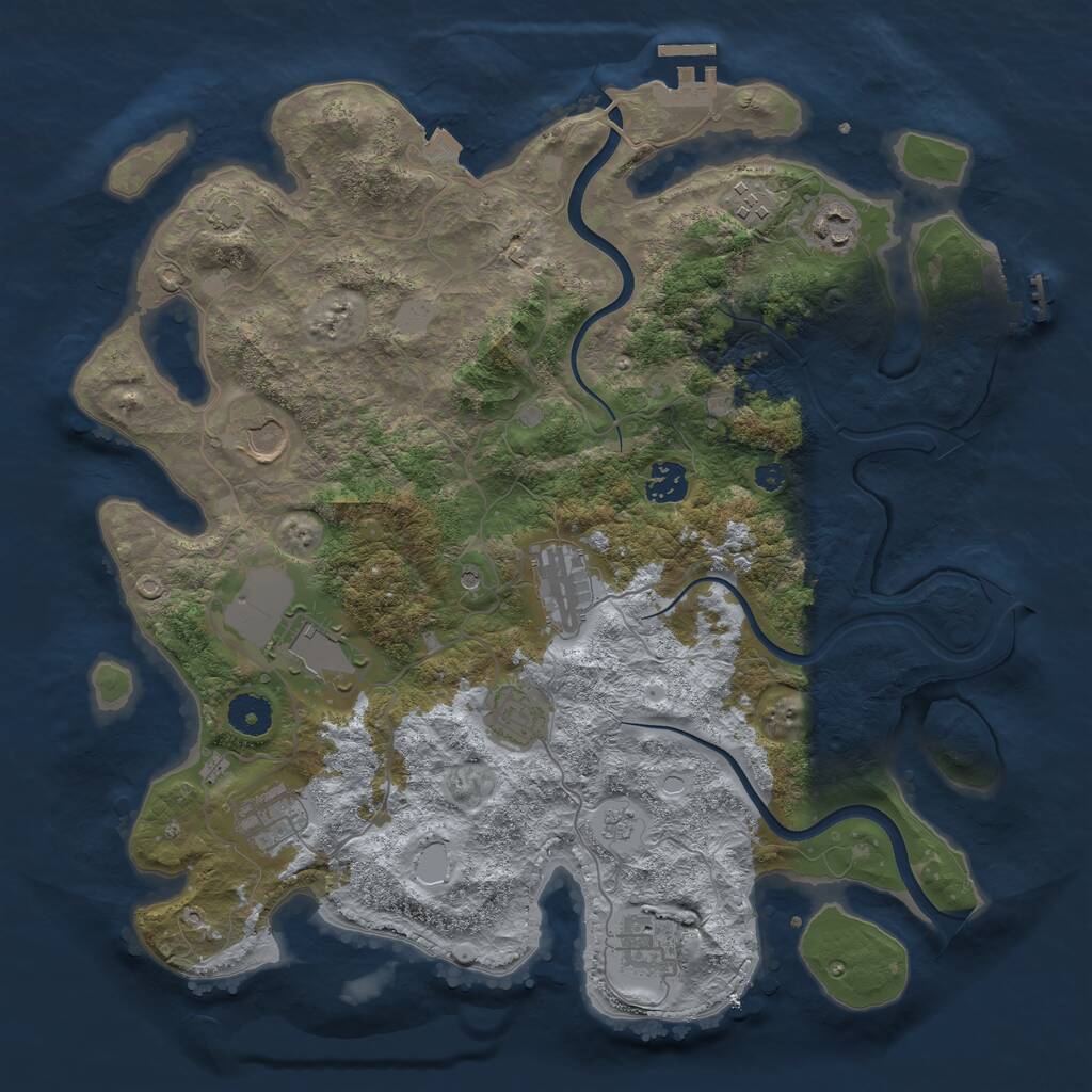 Rust Map: Procedural Map, Size: 3800, Seed: 788803137, 15 Monuments
