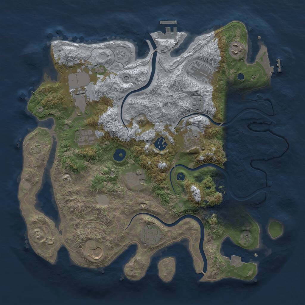 Rust Map: Procedural Map, Size: 3650, Seed: 1900666462, 16 Monuments