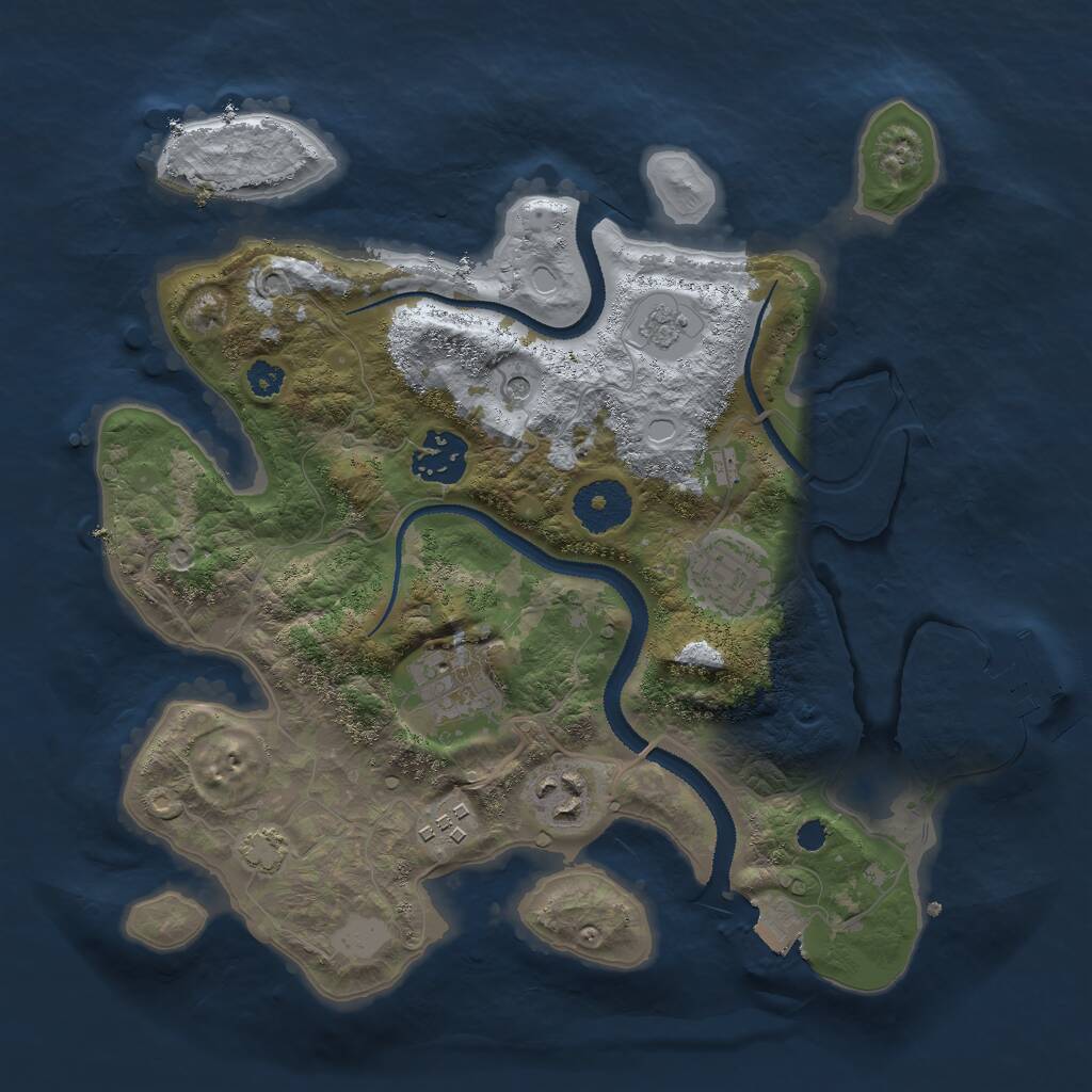 Rust Map: Procedural Map, Size: 3000, Seed: 1135346942, 10 Monuments
