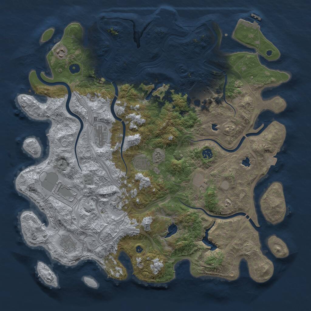 Rust Map: Procedural Map, Size: 4500, Seed: 1407101219, 16 Monuments