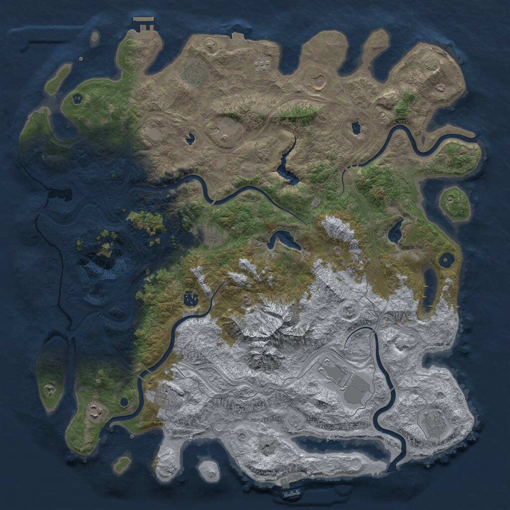 Rust Map: Procedural Map, Size: 5000, Seed: 584104980, 17 Monuments
