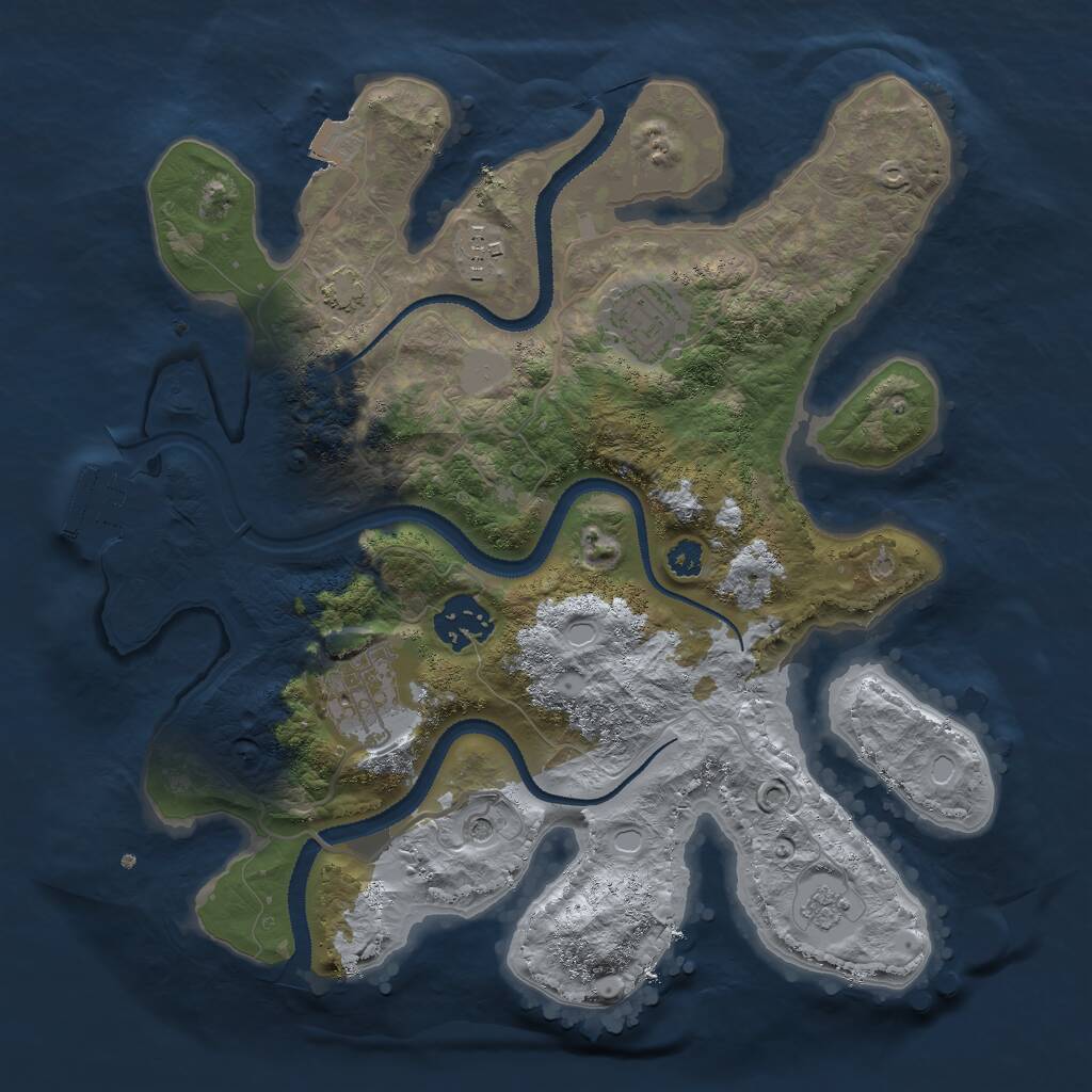 Rust Map: Procedural Map, Size: 3000, Seed: 1668078599, 9 Monuments