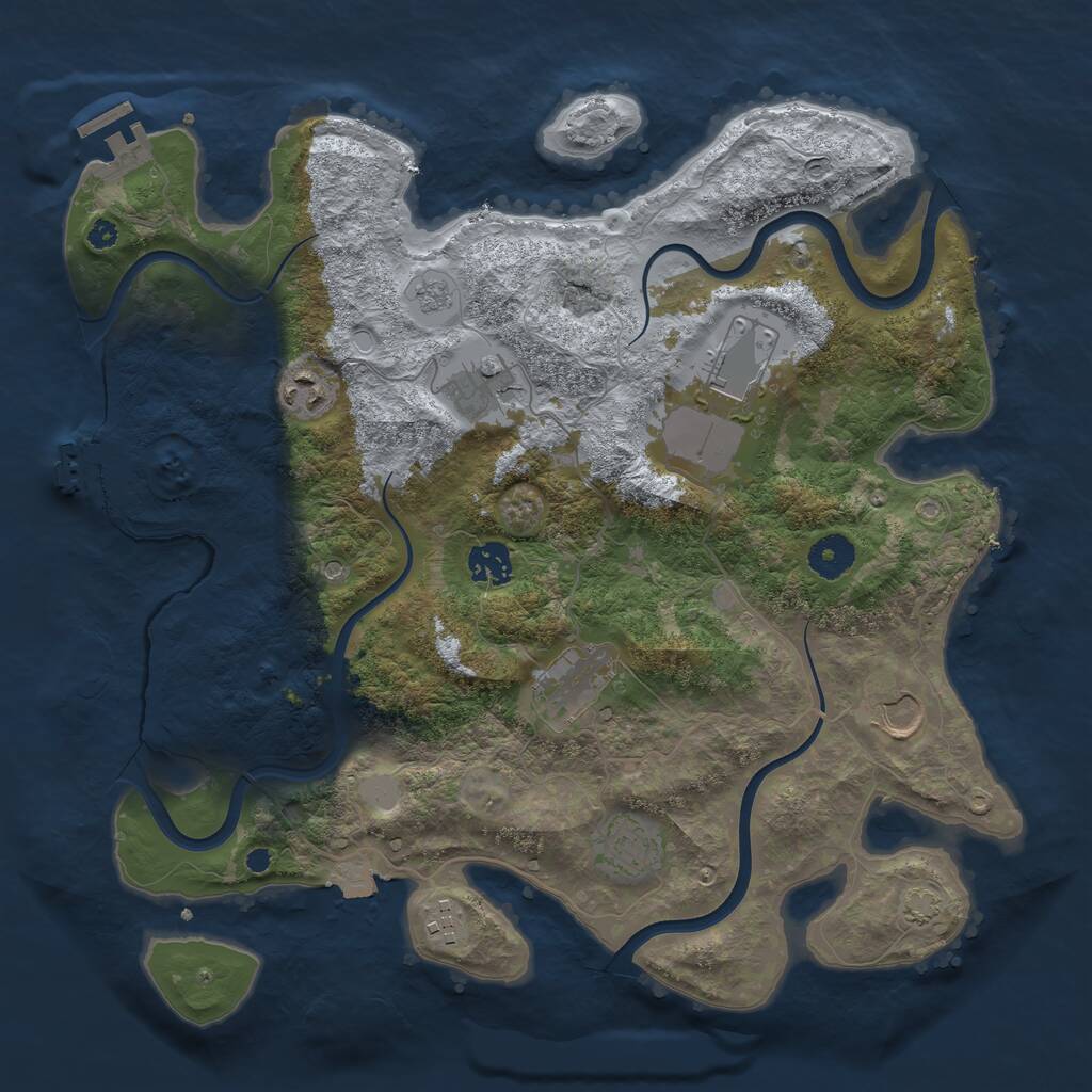 Rust Map: Procedural Map, Size: 3700, Seed: 34080807, 14 Monuments