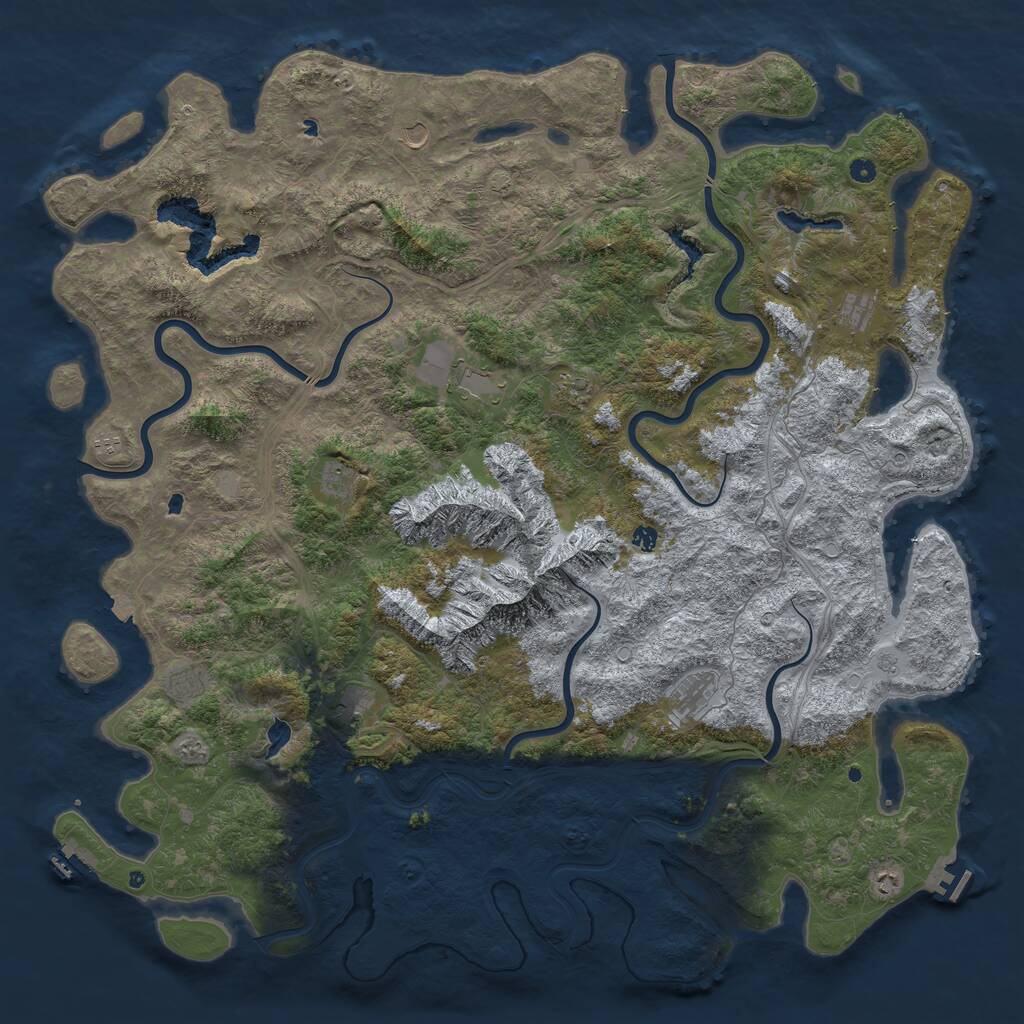 Rust Map: Procedural Map, Size: 6000, Seed: 23035, 17 Monuments