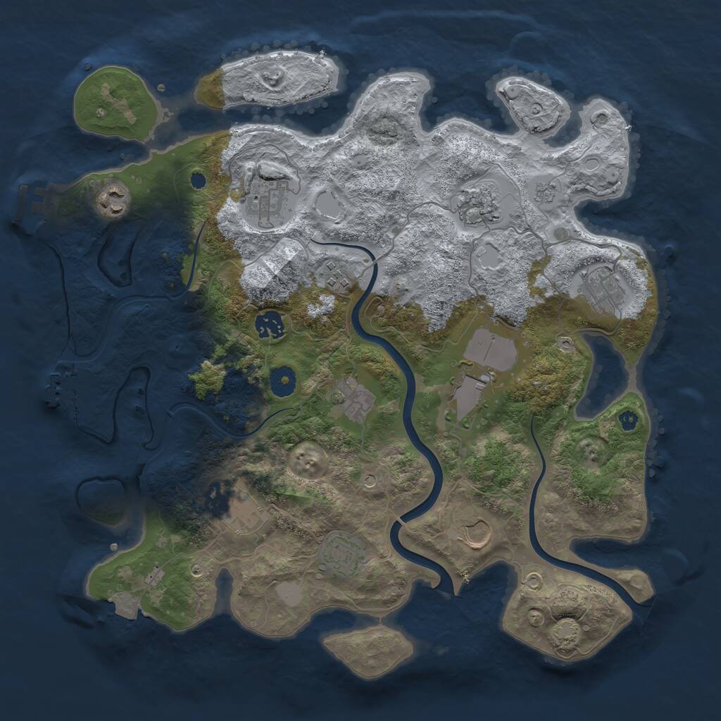 Rust Map: Procedural Map, Size: 3750, Seed: 8325, 17 Monuments