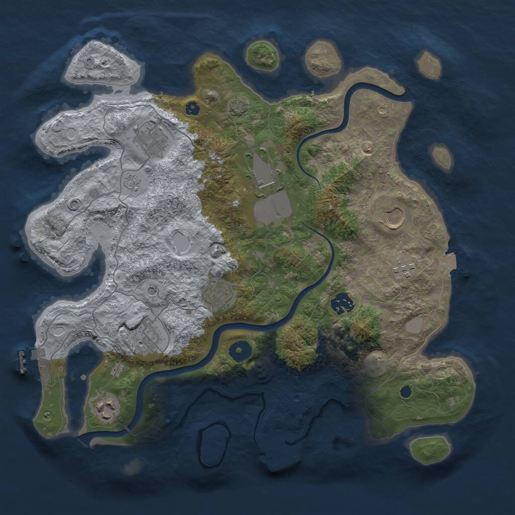 Rust Map: Procedural Map, Size: 3600, Seed: 1081414513, 14 Monuments