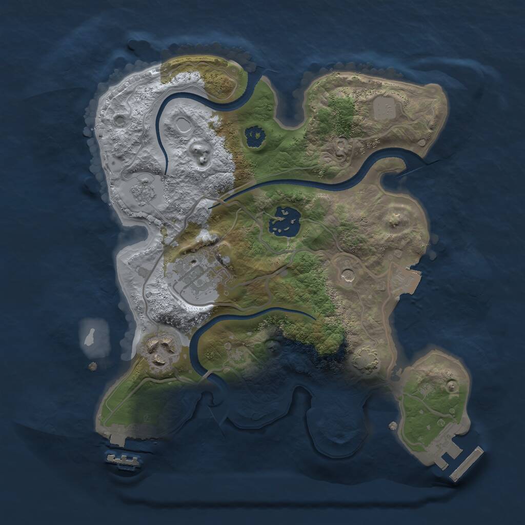 Rust Map: Procedural Map, Size: 2500, Seed: 552392326, 9 Monuments