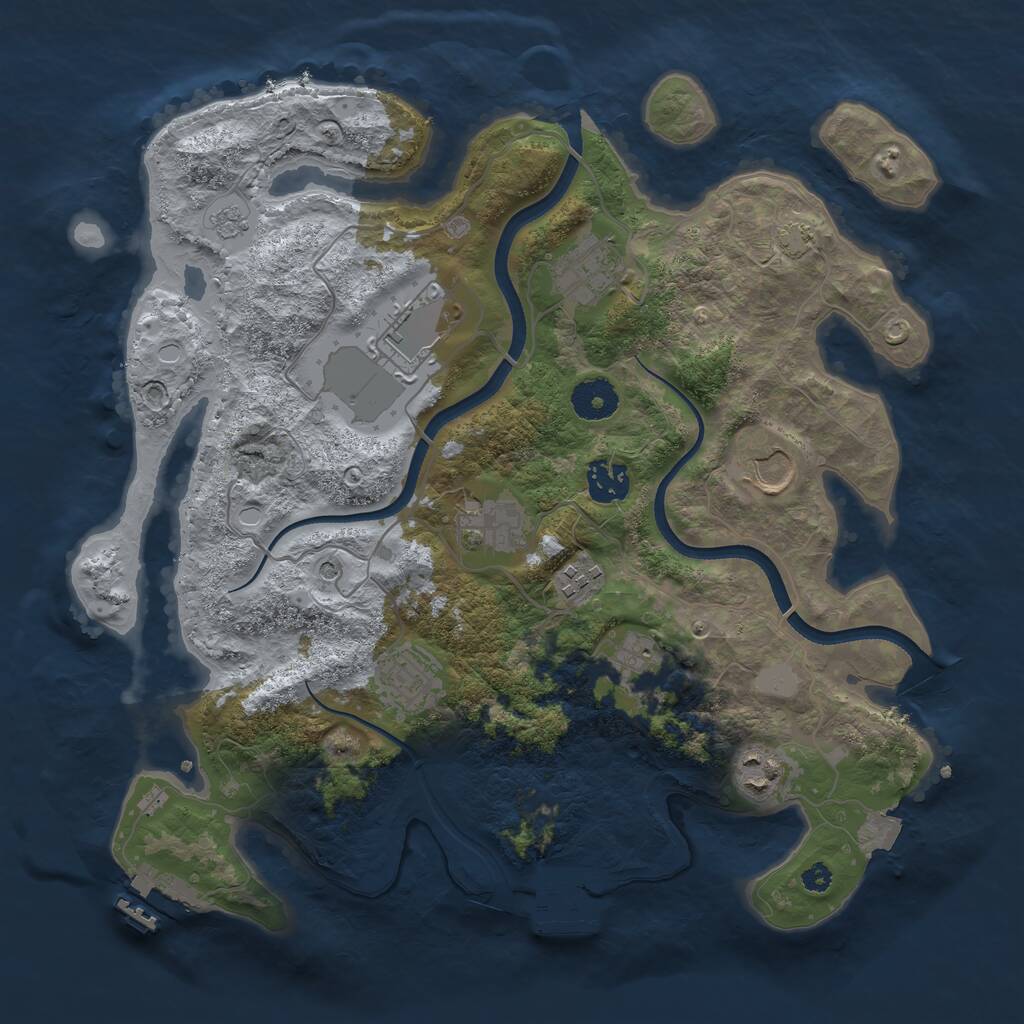Rust Map: Procedural Map, Size: 3500, Seed: 1018938351, 15 Monuments