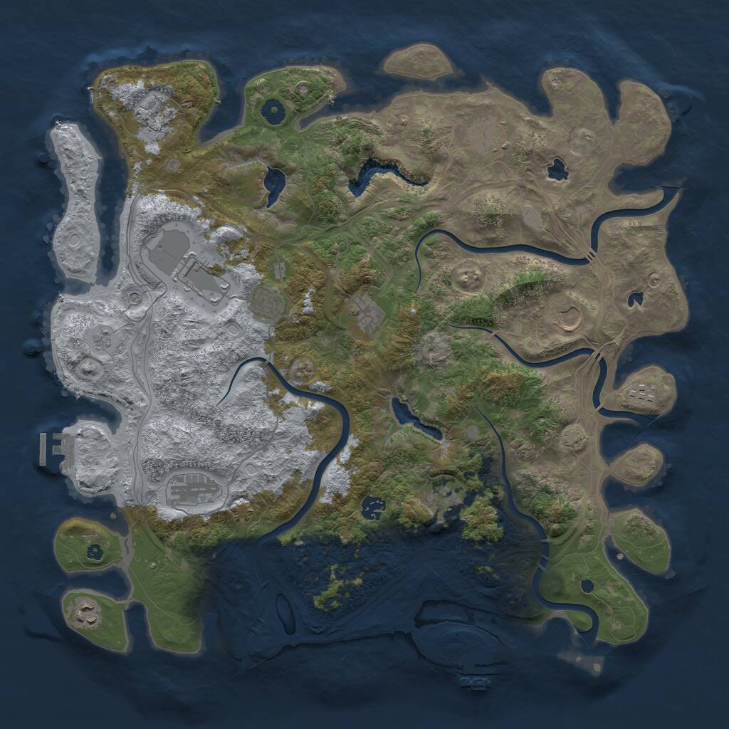 Rust Map: Procedural Map, Size: 4500, Seed: 923338649, 17 Monuments
