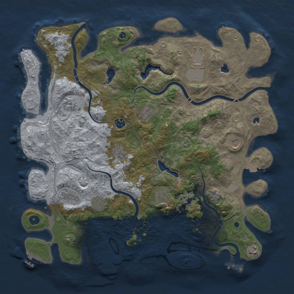 Rust Map: Procedural Map, Size: 4500, Seed: 923338649, 17 Monuments