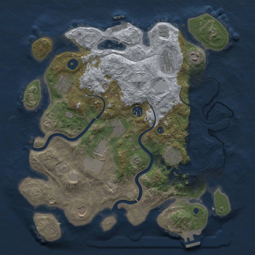 Rust Map: Procedural Map, Size: 3600, Seed: 1825, 15 Monuments