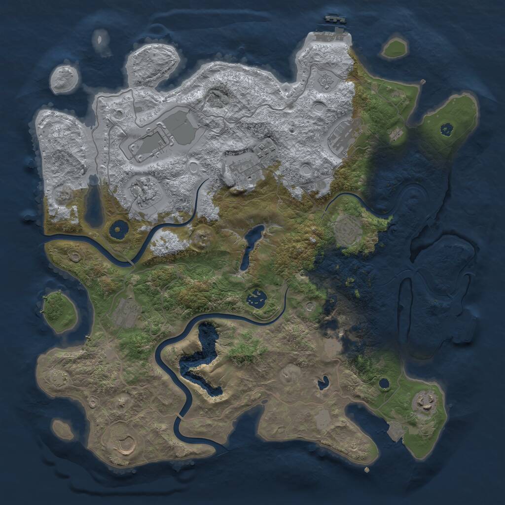 Rust Map: Procedural Map, Size: 4000, Seed: 713389935, 17 Monuments