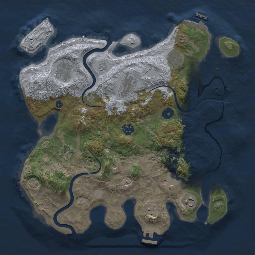 Rust Map: Procedural Map, Size: 3400, Seed: 11124, 14 Monuments