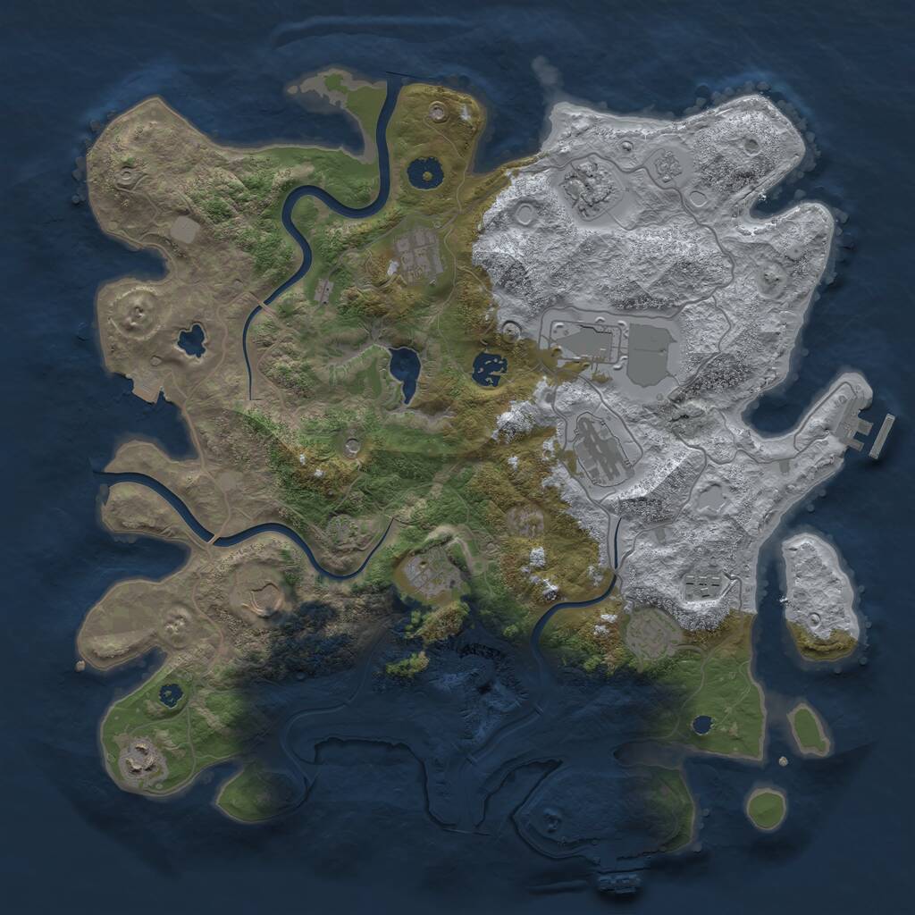 Rust Map: Procedural Map, Size: 4000, Seed: 20250801, 16 Monuments