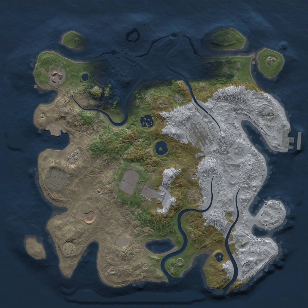 Rust Map: Procedural Map, Size: 3500, Seed: 1434254276, 12 Monuments