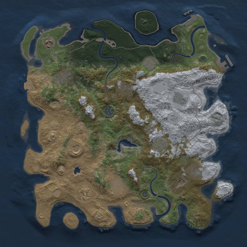 Rust Map: Procedural Map, Size: 4000, Seed: 2005576613, 17 Monuments