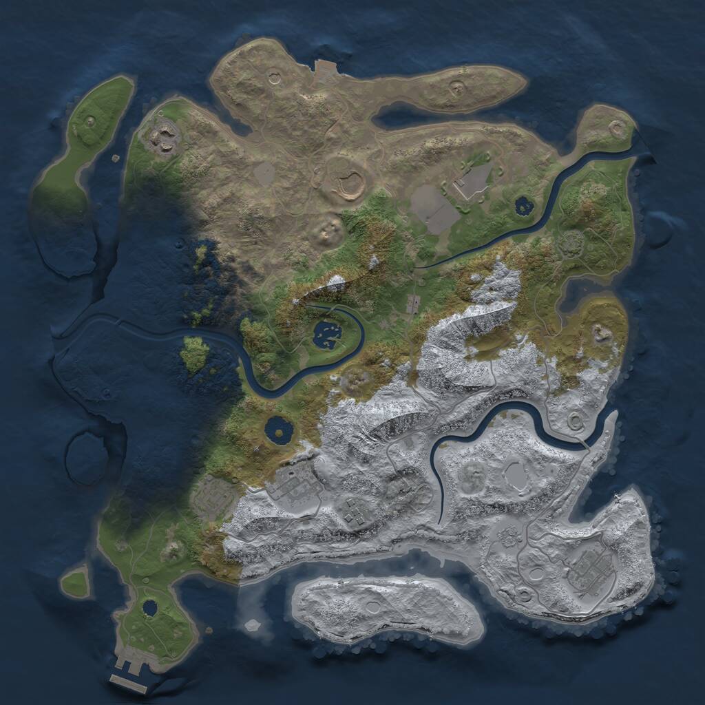 Rust Map: Procedural Map, Size: 3750, Seed: 1832722307, 13 Monuments