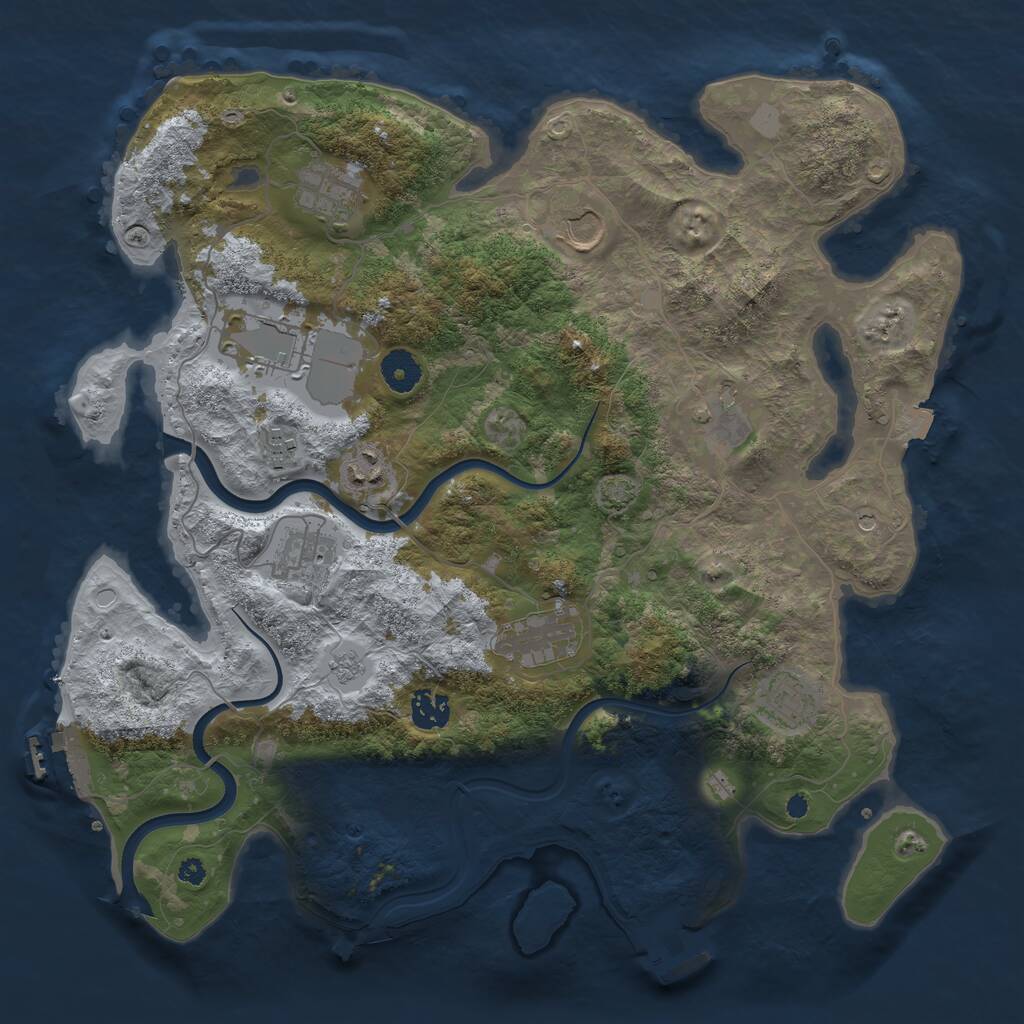 Rust Map: Procedural Map, Size: 3800, Seed: 1754028004, 16 Monuments