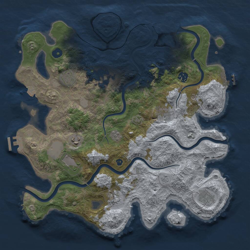 Rust Map: Procedural Map, Size: 3750, Seed: 310692096, 15 Monuments
