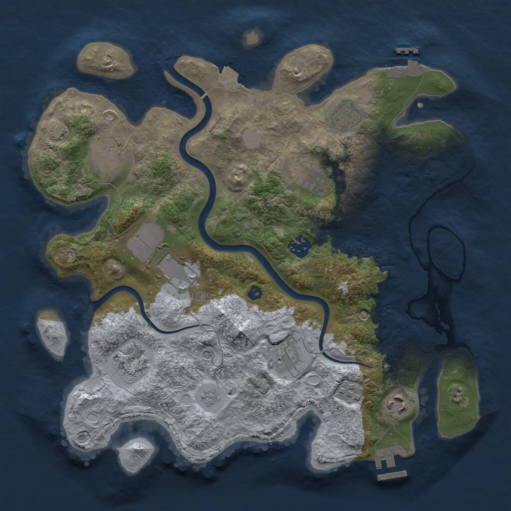 Rust Map: Procedural Map, Size: 3500, Seed: 195445, 15 Monuments