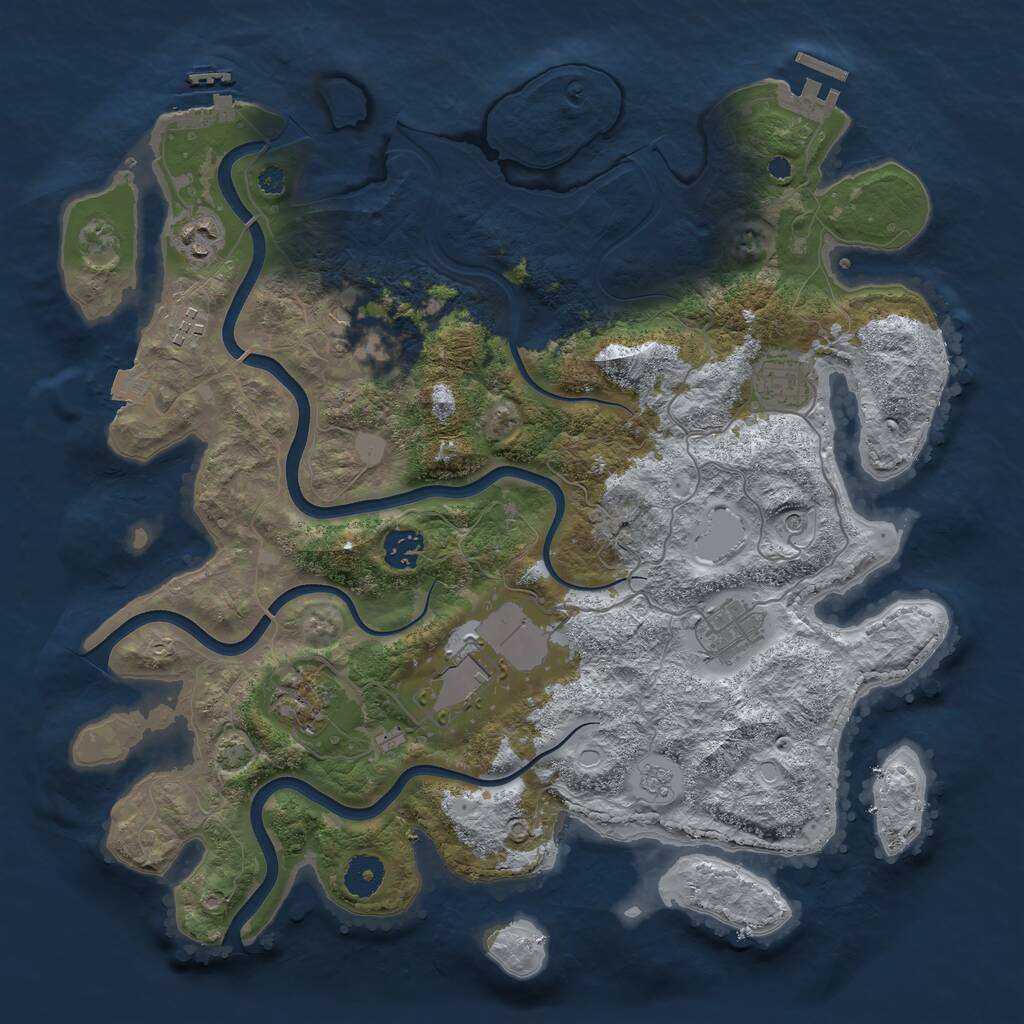 Rust Map: Procedural Map, Size: 3800, Seed: 1258897815, 14 Monuments