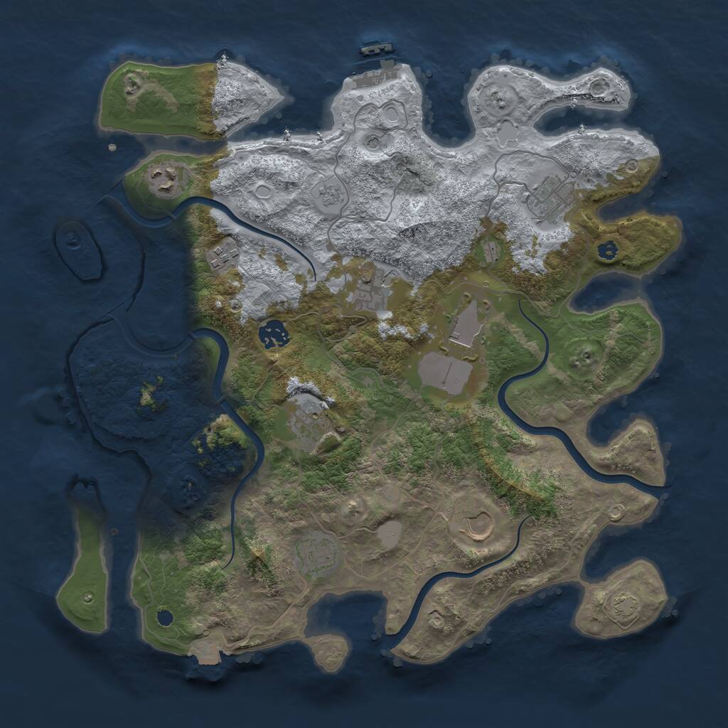 Rust Map: Procedural Map, Size: 3750, Seed: 2127985794, 14 Monuments