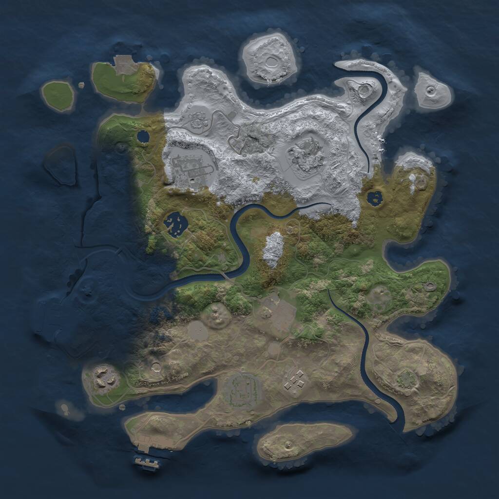 Rust Map: Procedural Map, Size: 3200, Seed: 998103367, 13 Monuments