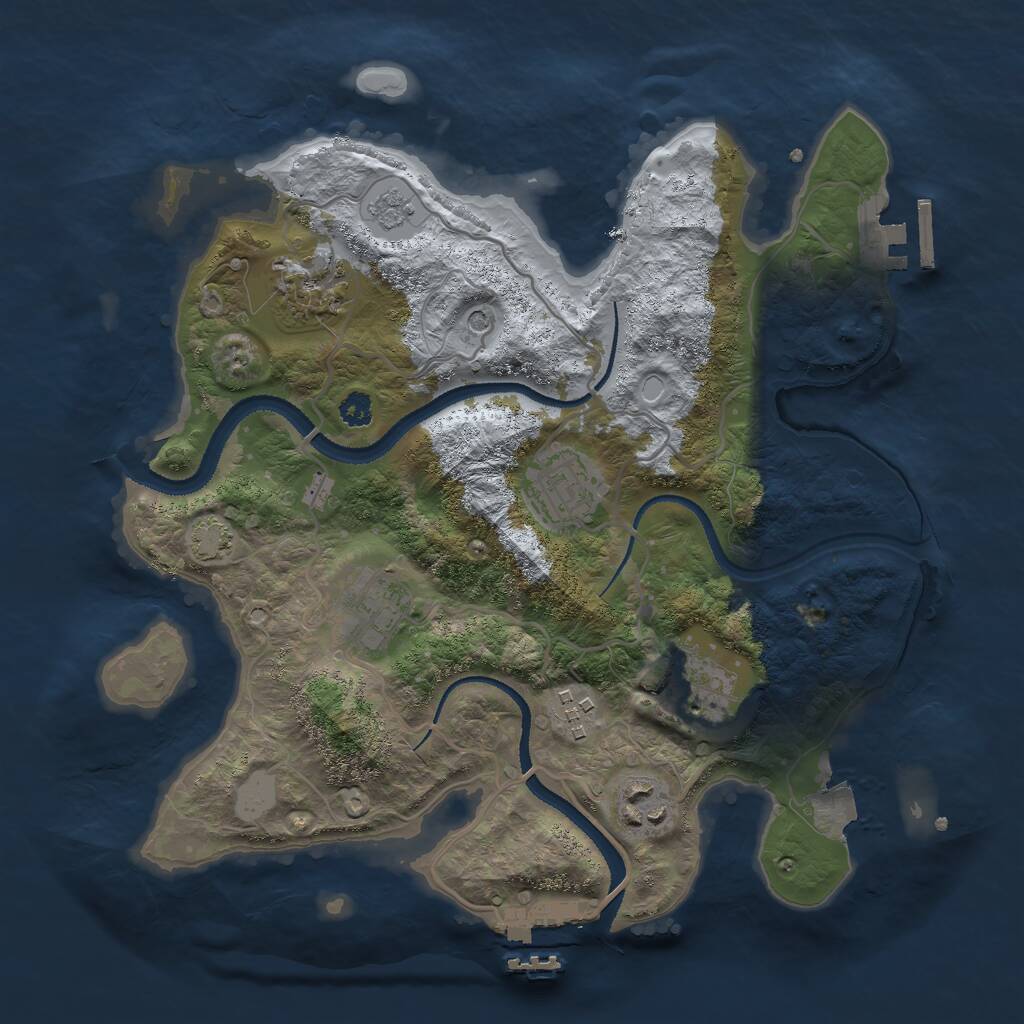 Rust Map: Procedural Map, Size: 3000, Seed: 2276435, 12 Monuments