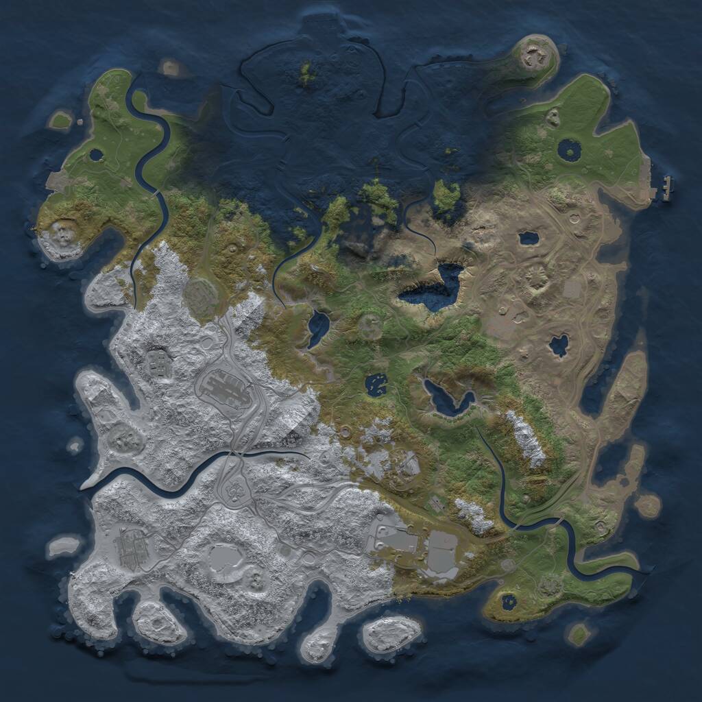 Rust Map: Procedural Map, Size: 4500, Seed: 983814185, 16 Monuments