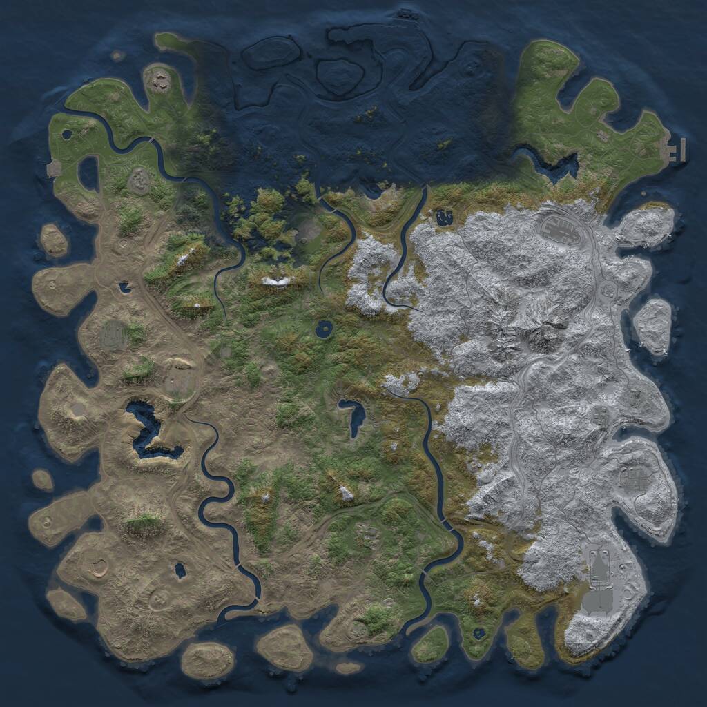 Rust Map: Procedural Map, Size: 6000, Seed: 335188171, 17 Monuments