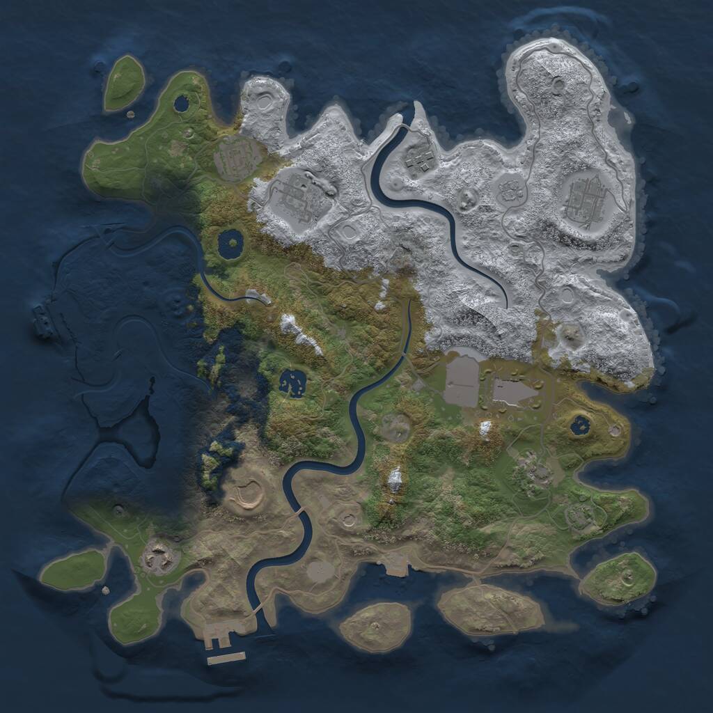 Rust Map: Procedural Map, Size: 3750, Seed: 7645692, 15 Monuments