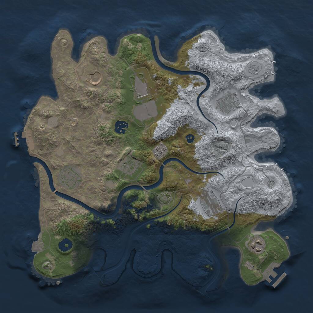 Rust Map: Procedural Map, Size: 3500, Seed: 1485398340, 15 Monuments