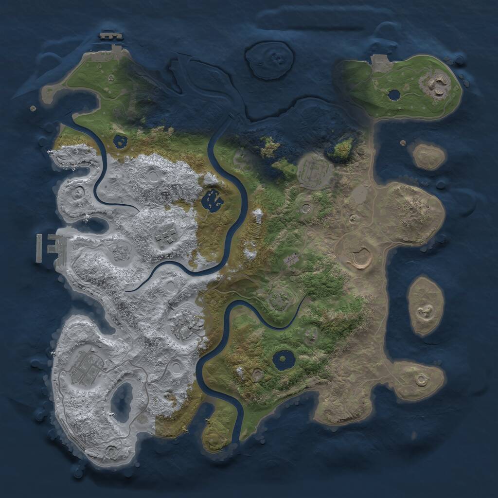 Rust Map: Procedural Map, Size: 3500, Seed: 6634845, 13 Monuments