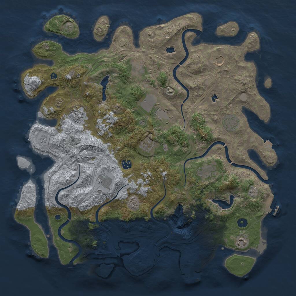 Rust Map: Procedural Map, Size: 4500, Seed: 859612959, 17 Monuments