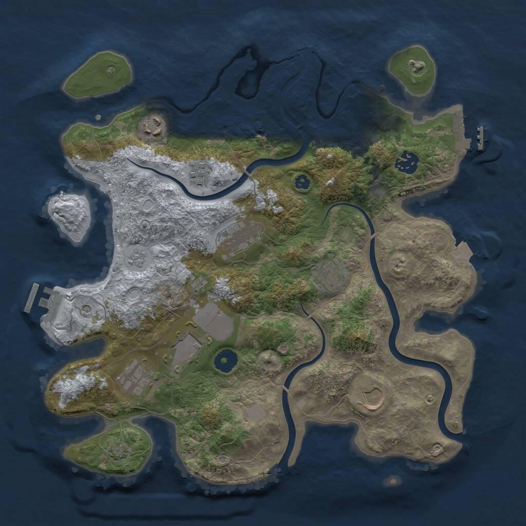 Rust Map: Procedural Map, Size: 3500, Seed: 1689276337, 14 Monuments