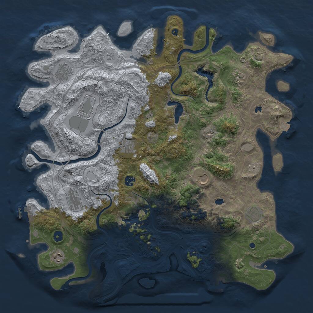 Rust Map: Procedural Map, Size: 4500, Seed: 1846658, 16 Monuments