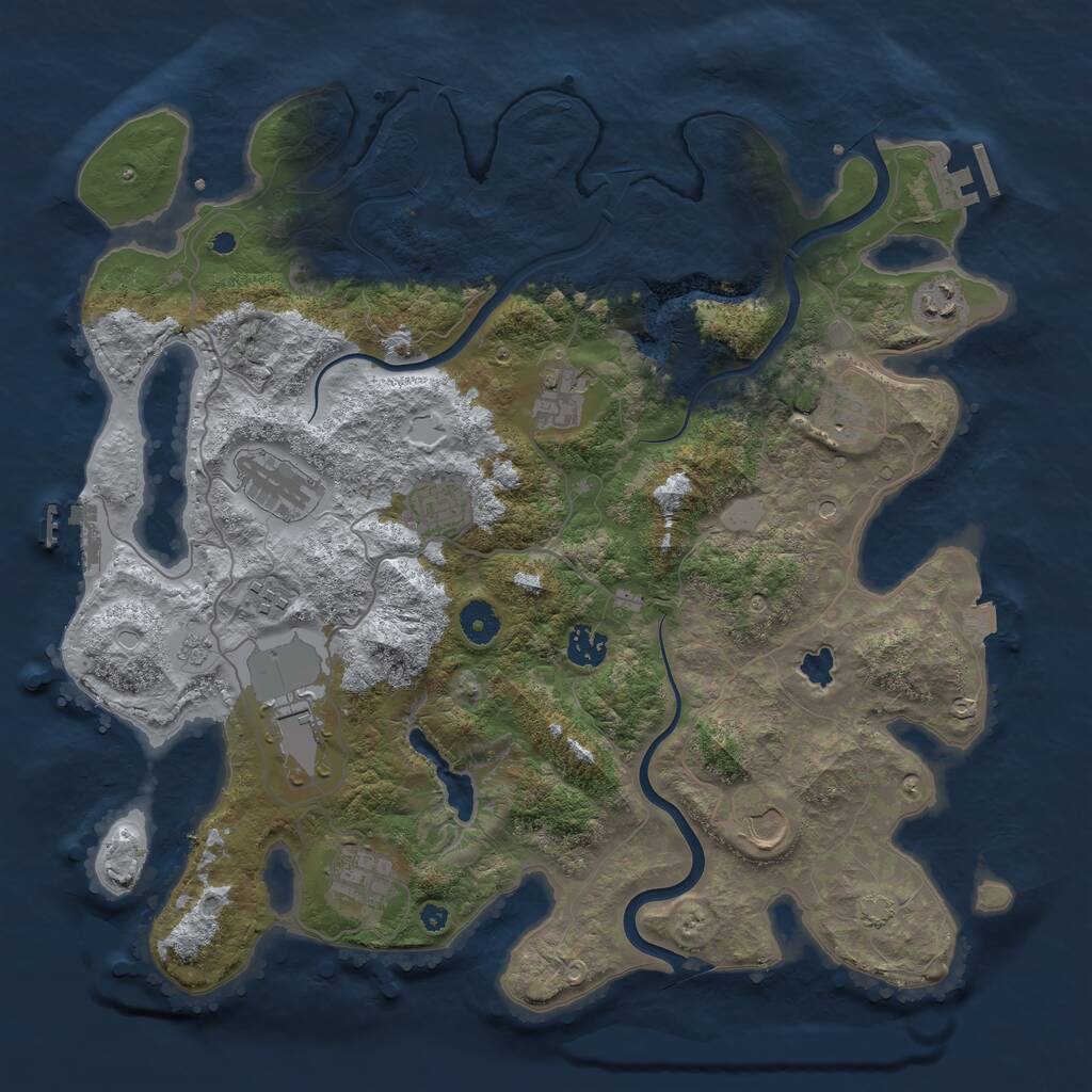 Rust Map: Procedural Map, Size: 4000, Seed: 917307383, 16 Monuments